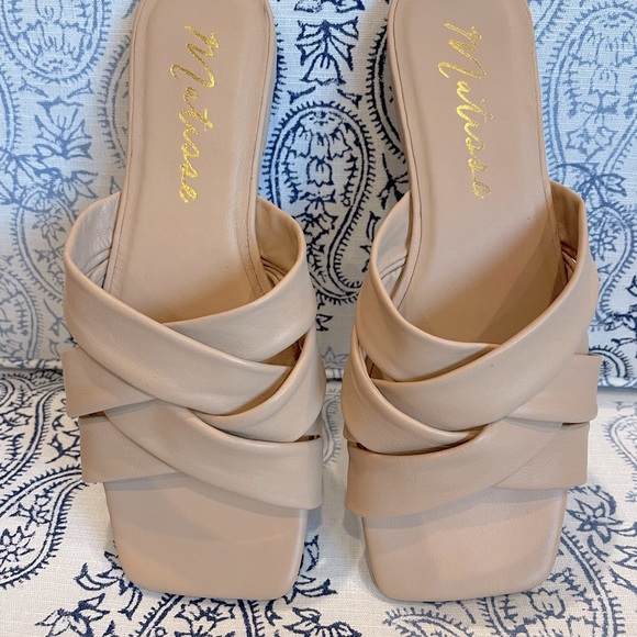 Natural Woven Slide Sandals Matisse Leather Pressure Size 7M Neutral Comfort - Picture 9 of 14